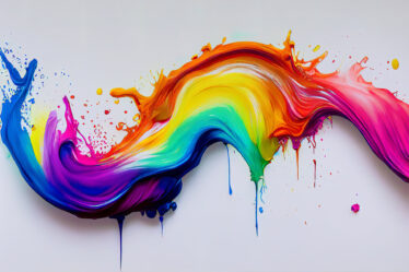 Bunte nasse Farbspritzer an der Wand, die als abstrakte Hintergrundillustration herabtropfen