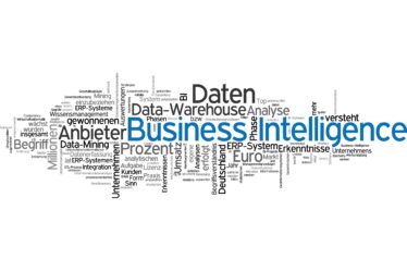 Eine Wortwolke, die verschiedene Begriffe rund um das Thema Betriebsdatenerfassung und Business Intelligence darstellt. Die Wörter "Business", "Intelligence", "Daten", "Anbieter" und "Analyse" sind hervorgehoben, umgeben von weiteren Begriffen wie "Data-Warehouse", "ERP-System", "Prozent", "Erkenntnisse" und "Unternehmen". Diese Visualisierung zeigt die Vielschichtigkeit und die verschiedenen Aspekte der Betriebsdatenerfassung und Business Intelligence.