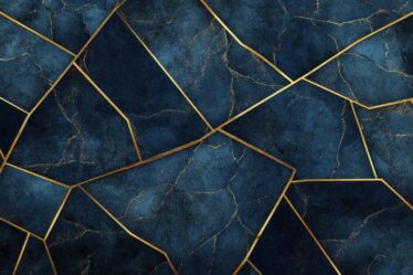 Abstrakte Darstellung polygonaler Formen mit goldenen Linien